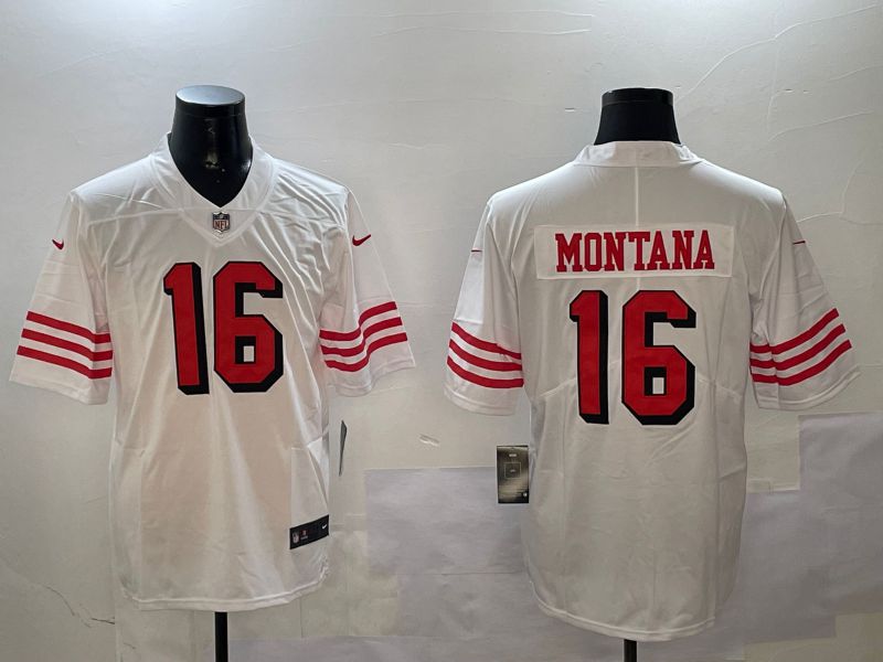 Men San Francisco 49ers #16 Montana White Throwback 2024 Nike Limited NFL Jersey style 0104->san francisco 49ers->NFL Jersey